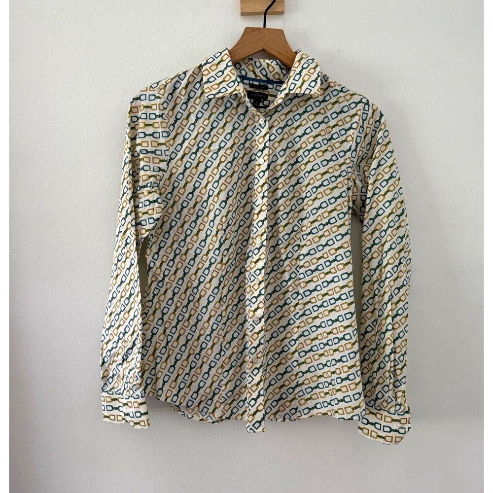 Talbots Wrinkle Resistant Equestrian Collared Button-Down Shirt Long Sleeve Sz 6